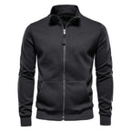 Herren nan sportive Baumwoll-Sweatjacke mit Stehkragen und Kängurutaschen R&B