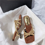 Damen elegante Mules mit geflochtenem Riemendesign R&B
