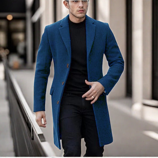 Herren eleganter Wollmantel mit schmalem Schnitt R&B