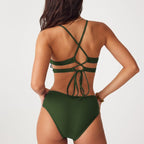 Damen Hochgeschnittener Bikini mit raffiniertem Rüschendesign R&B