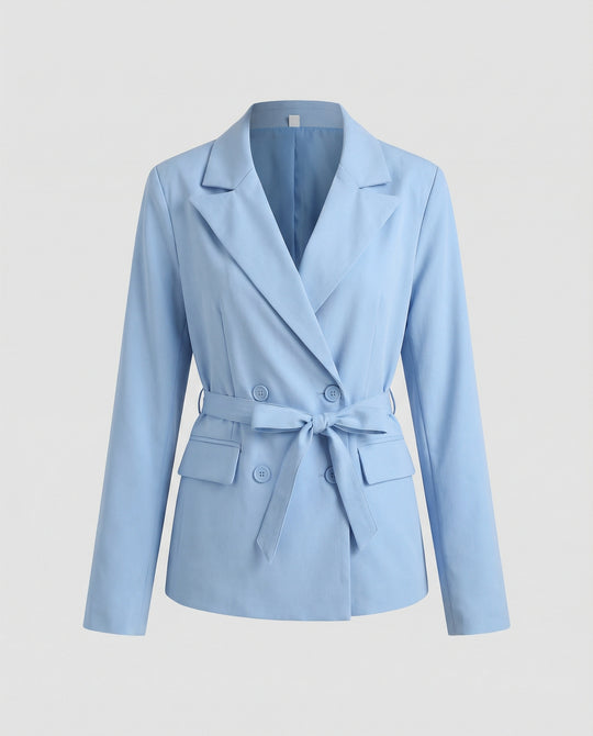 Damen elegante Blazerjacke mit Bindegürtel