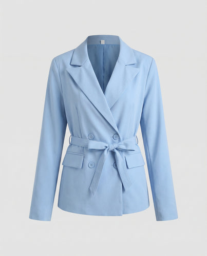 Damen elegante Blazerjacke mit Bindegürtel