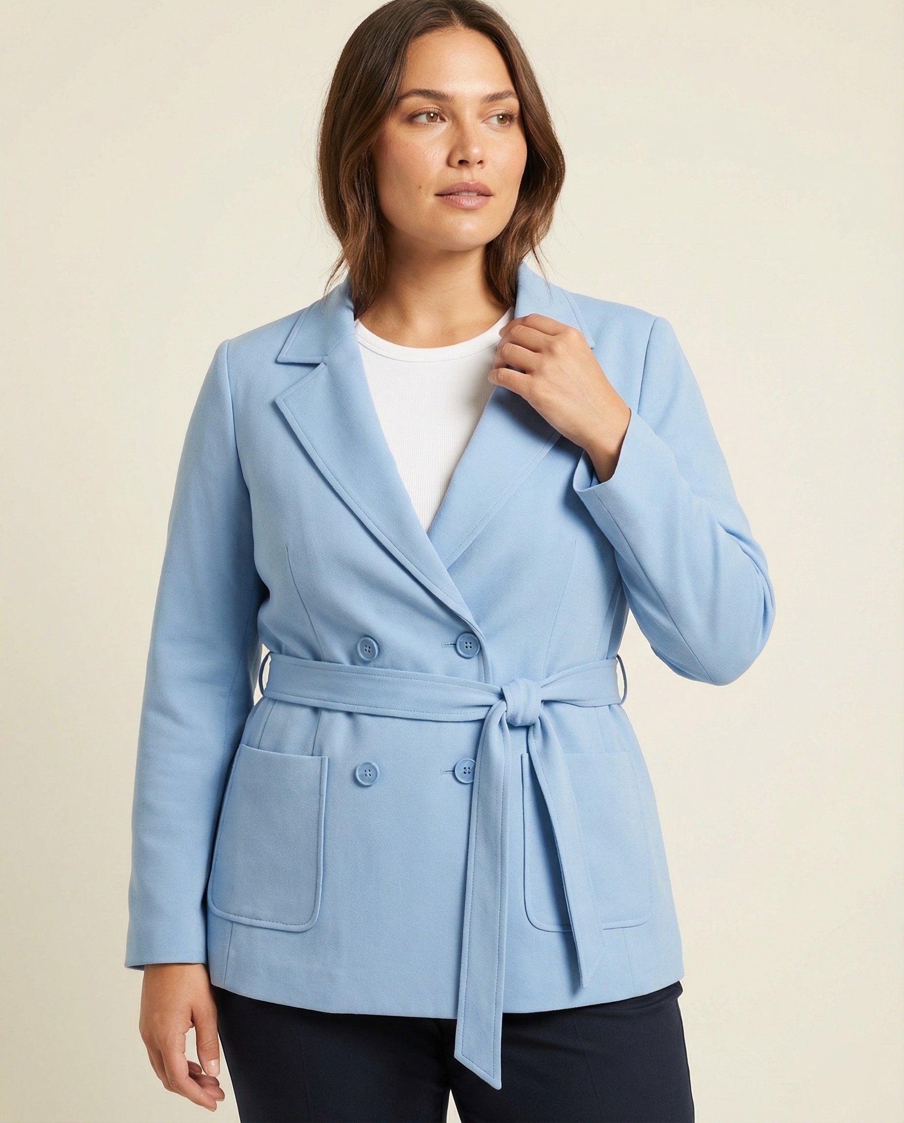 Damen elegante Blazerjacke mit Bindegürtel
