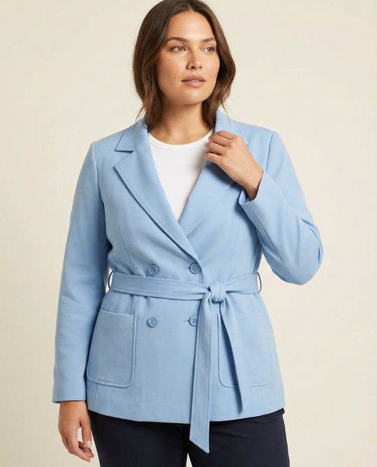 Damen elegante Blazerjacke mit Bindegürtel
