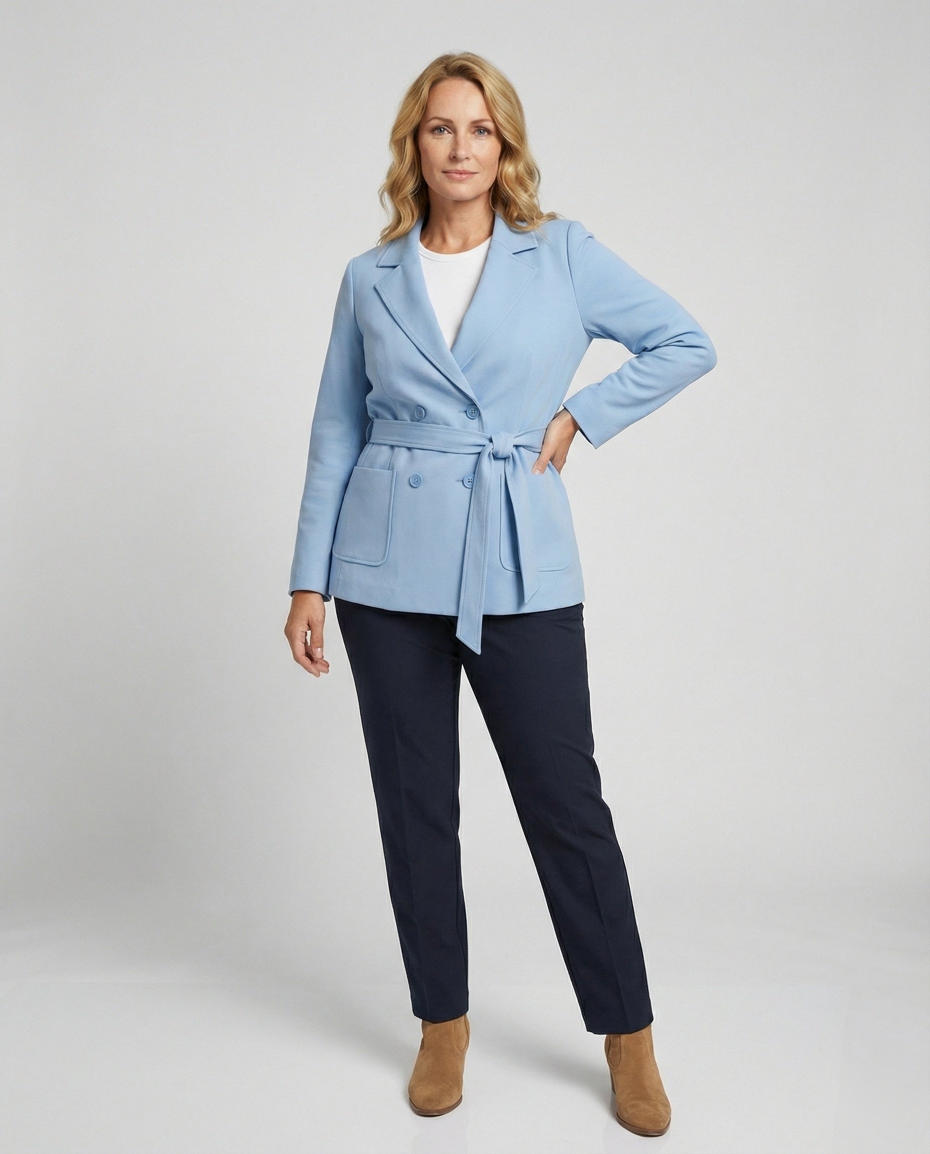Damen elegante Blazerjacke mit Bindegürtel