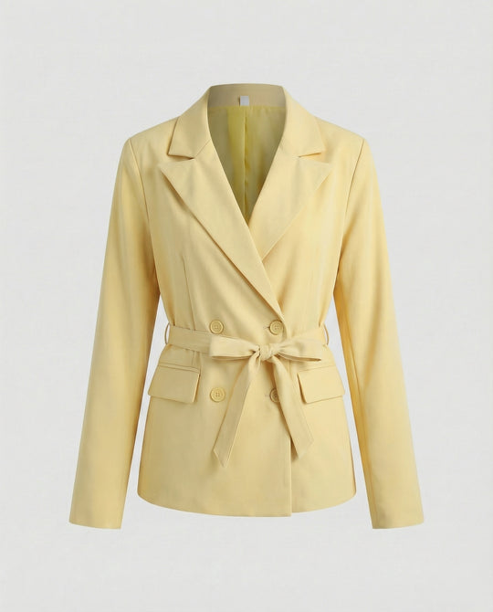 Damen elegante Blazerjacke mit Bindegürtel