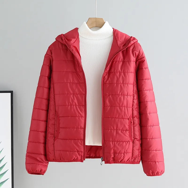 Damen gesteppte Übergangsjacke mit praktischen Taschen und Kapuze R&B