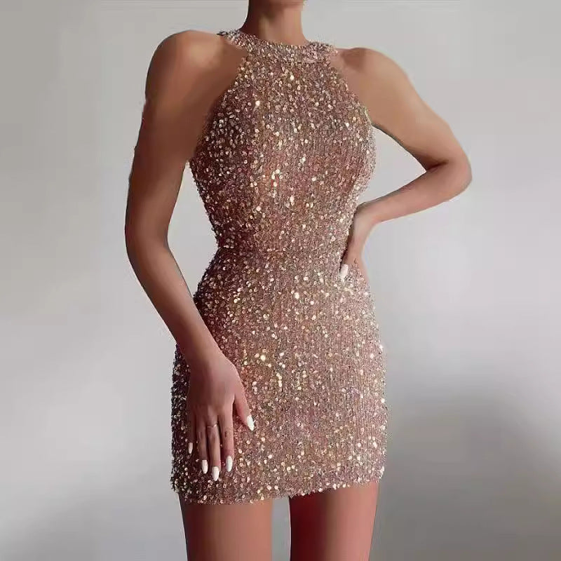 Damen Glamouröses Pailletten-Cocktailkleid mit figurbetontem Schnitt R&B