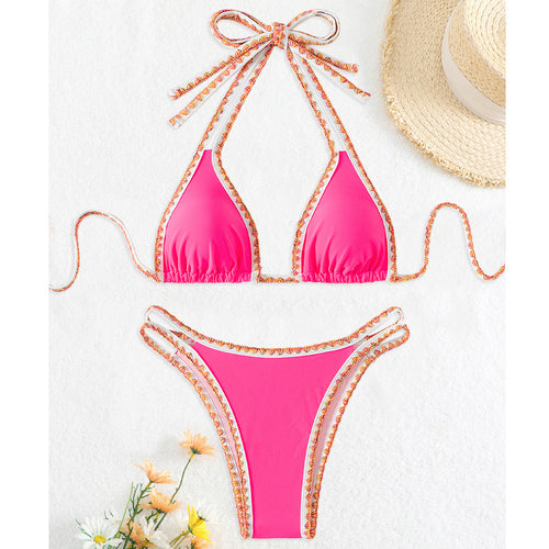 Damen Triangel-Bikini mit dekorativen Bändern R&B