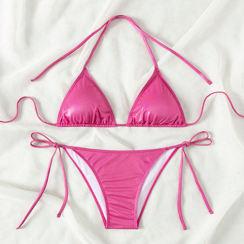 Damen Triangel-Bikini mit verstellbaren BindR&Bändern und glänzendem Obermaterial R&B