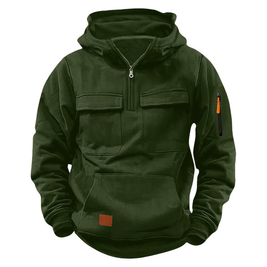 Herren funktionale Kapuzenjacke mit Reißverschluss und praktischen Taschen R&B