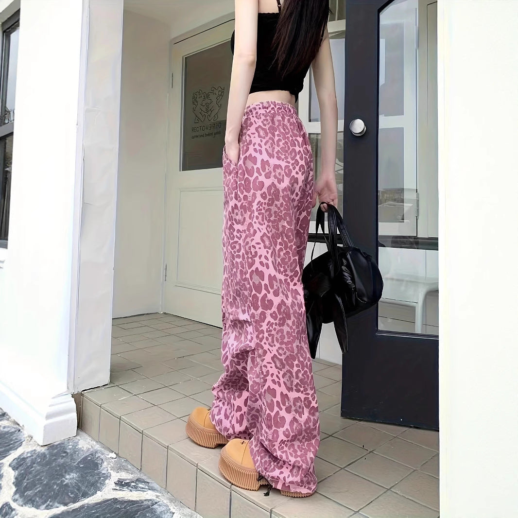Damen Cargo-Hose mit Leopardenmuster und elastischem Bund R&B