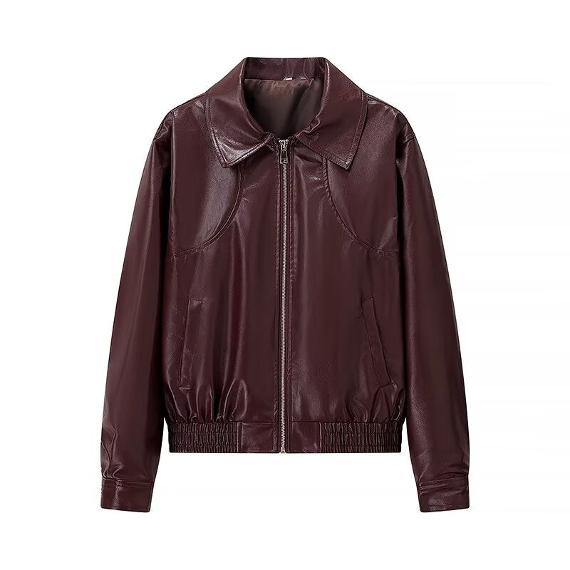 Damen Kunstleder-Shortjacke mit stylischem Reißverschluss R&B