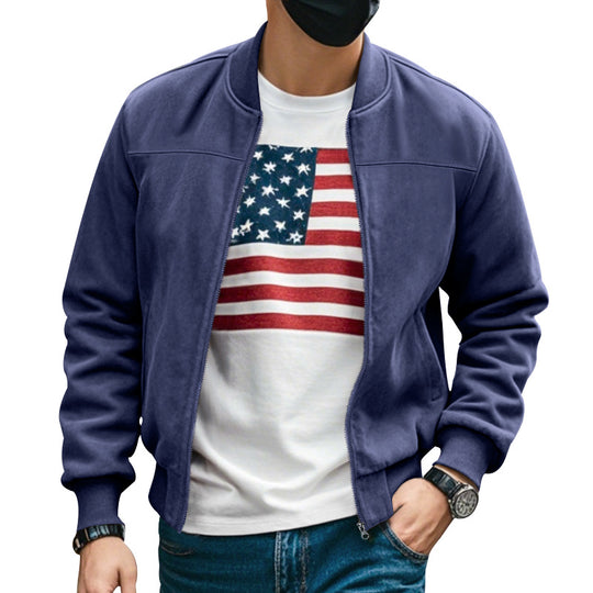 Herren nan Wildlederoptik Bomberjacke mit Reißverschluss und Rippbündchen R&B