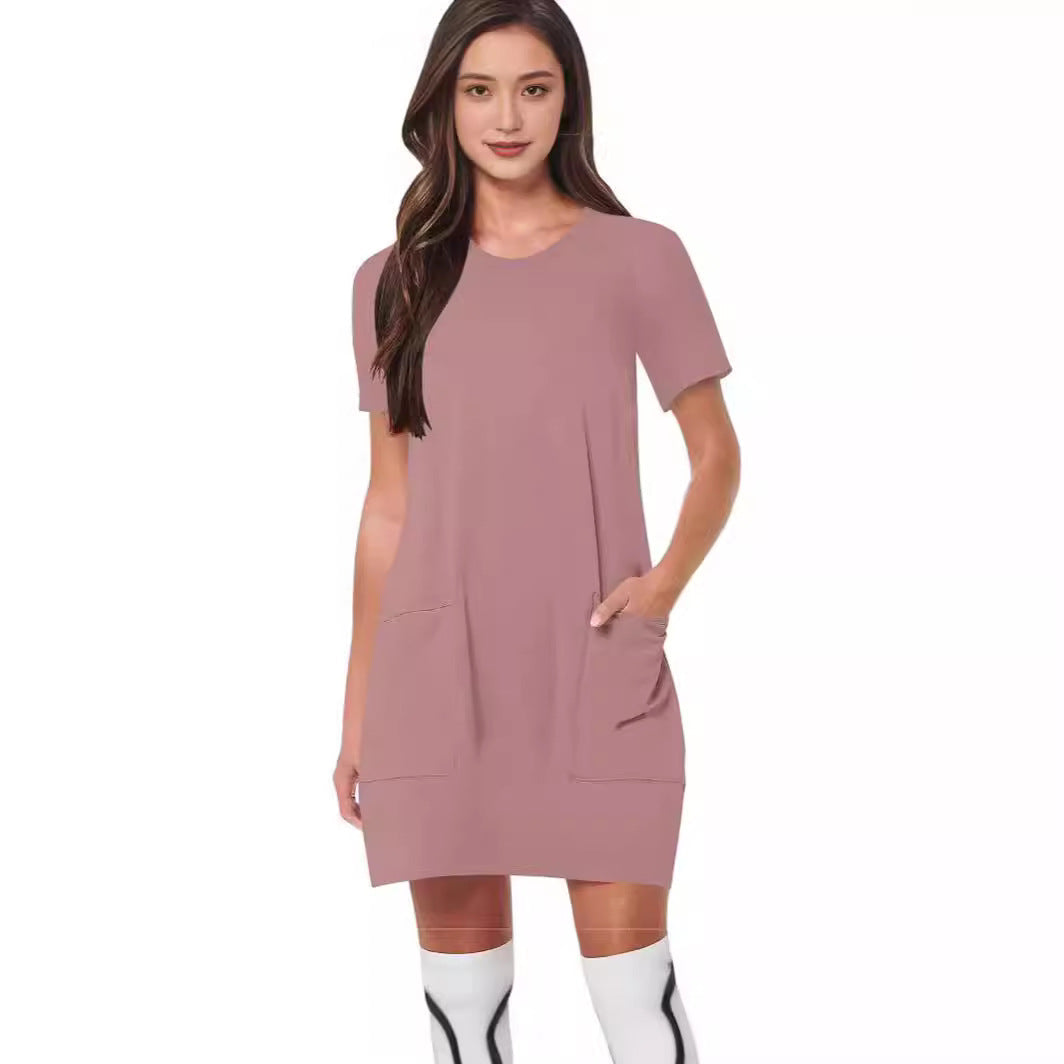 Damen lässiges T-Shirt-Kleid mit praktischen Taschen R&B