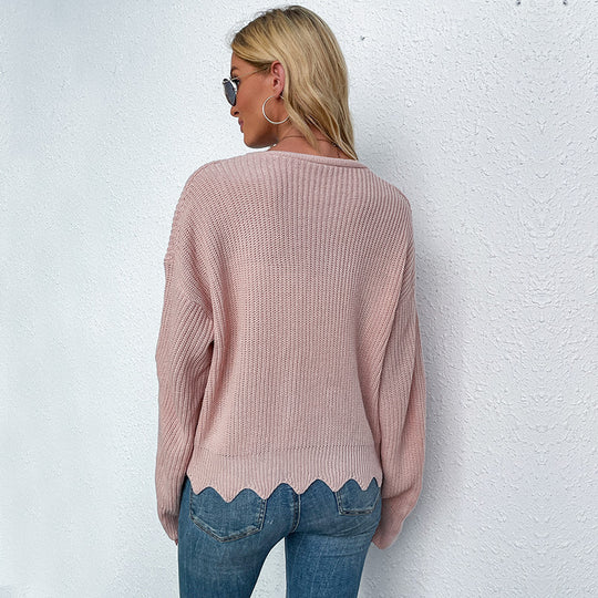 Damen lässiger Strickcardigan mit trendigem V-Ausschnitt und praktischen Taschen R&B