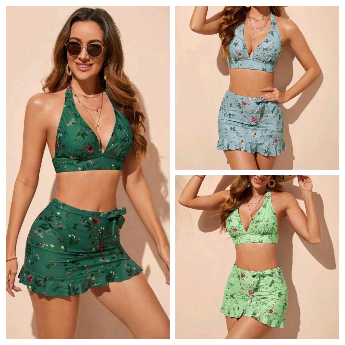 Damen Bikiniset mit modischem Rock R&B