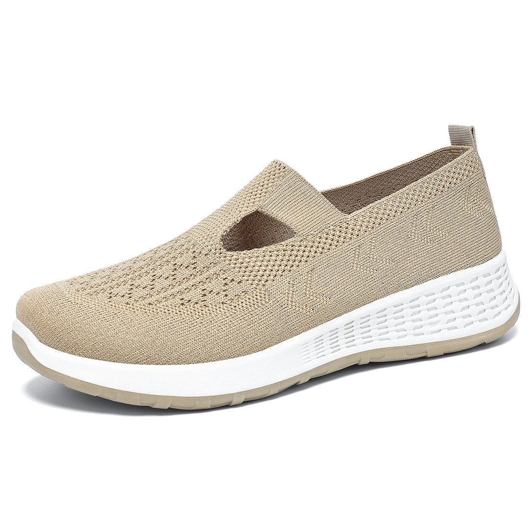 Damen Bequeme Slip-On Sneakers mit atmungsaktivem Strickoberteil R&B