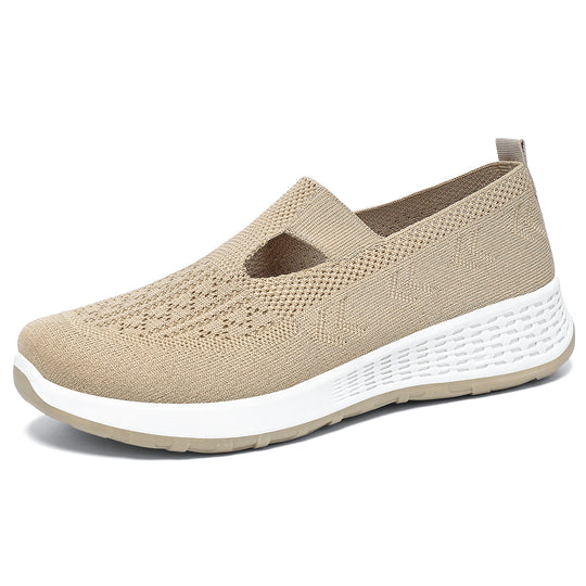 Damen Bequeme Slip-On Sneakers mit atmungsaktivem Strickoberteil R&B