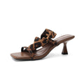 Damen elegante Slides-Sandalen mit Rüschen-Detail