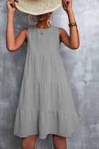 Damen Sommerliches A-Linien Kleid mit voluminösem Rock und ärmellosem Design R&B