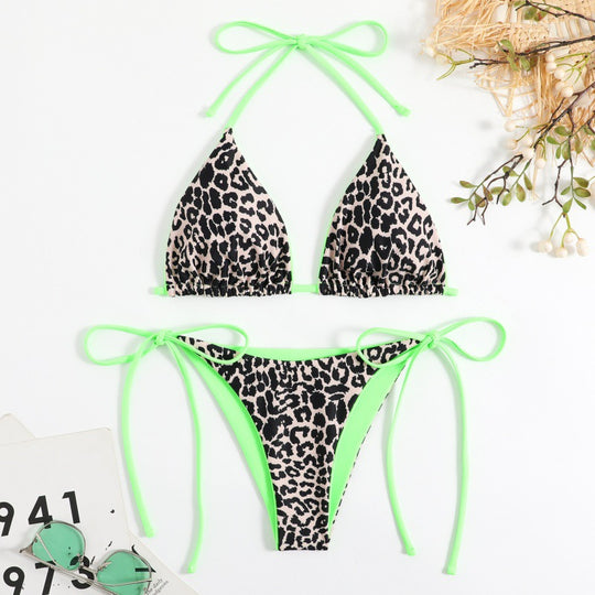 Damen Triangelbikini mit modischem Tierdruck und verstellbaren Bändern R&B