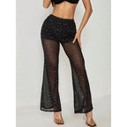 Damen Elegante transparente Palazzo-Hose mit funkelnden Akzenten R&B