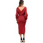 Damen Strickkleid mit Wickeloptik und tailliertem Design R&B