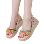 Damen Plateau-Sandalen mit modischem Knotelement und verstellbarem Riemen R&B