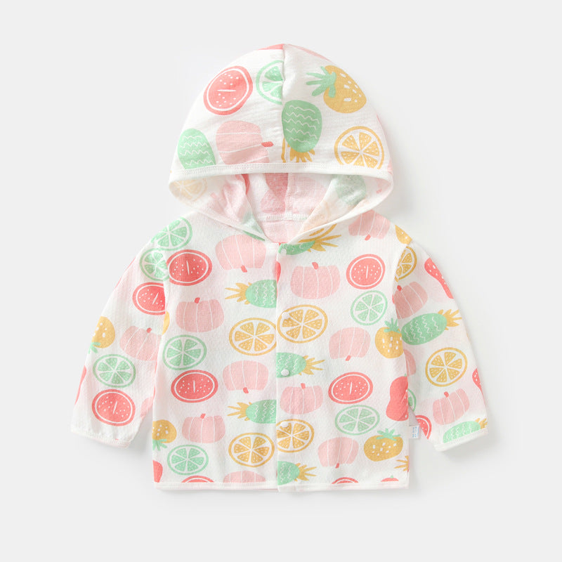 Unisex nan leichte Kapuzenjacke aus Baumwolle für Babys mit ganzflächigem Herzdruck und Druckknopfverschluss R&B