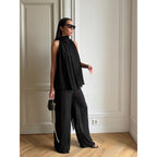 Damen Elegantes Top mit fließendem Schnitt und raffiniertem Halstuch R&B