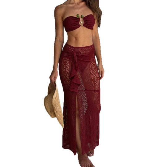 Damen Bandeau-Bikini mit Rüschenrock und elegantem Verschluss R&B