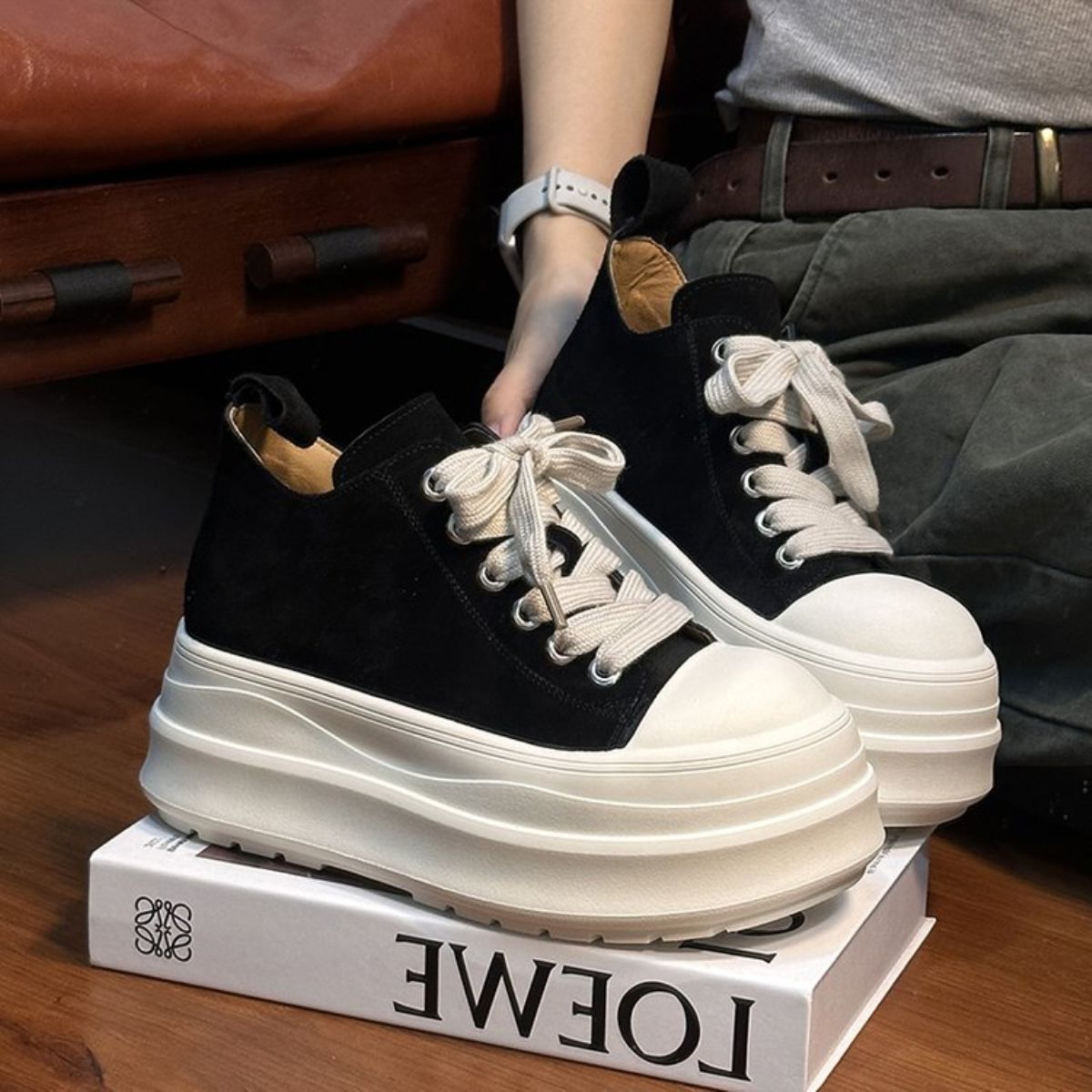 Damen Sneakers mit dickem Plateau und atmungsaktivem Obermaterial