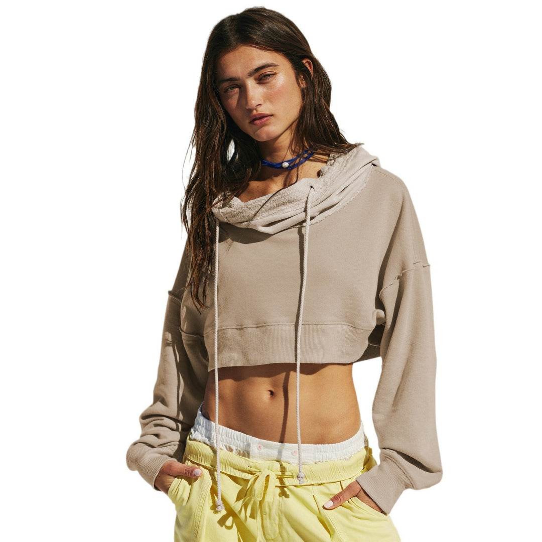 Damen cropped Sweatshirt mit lässigem Schnitt und Kängurutasche R&B