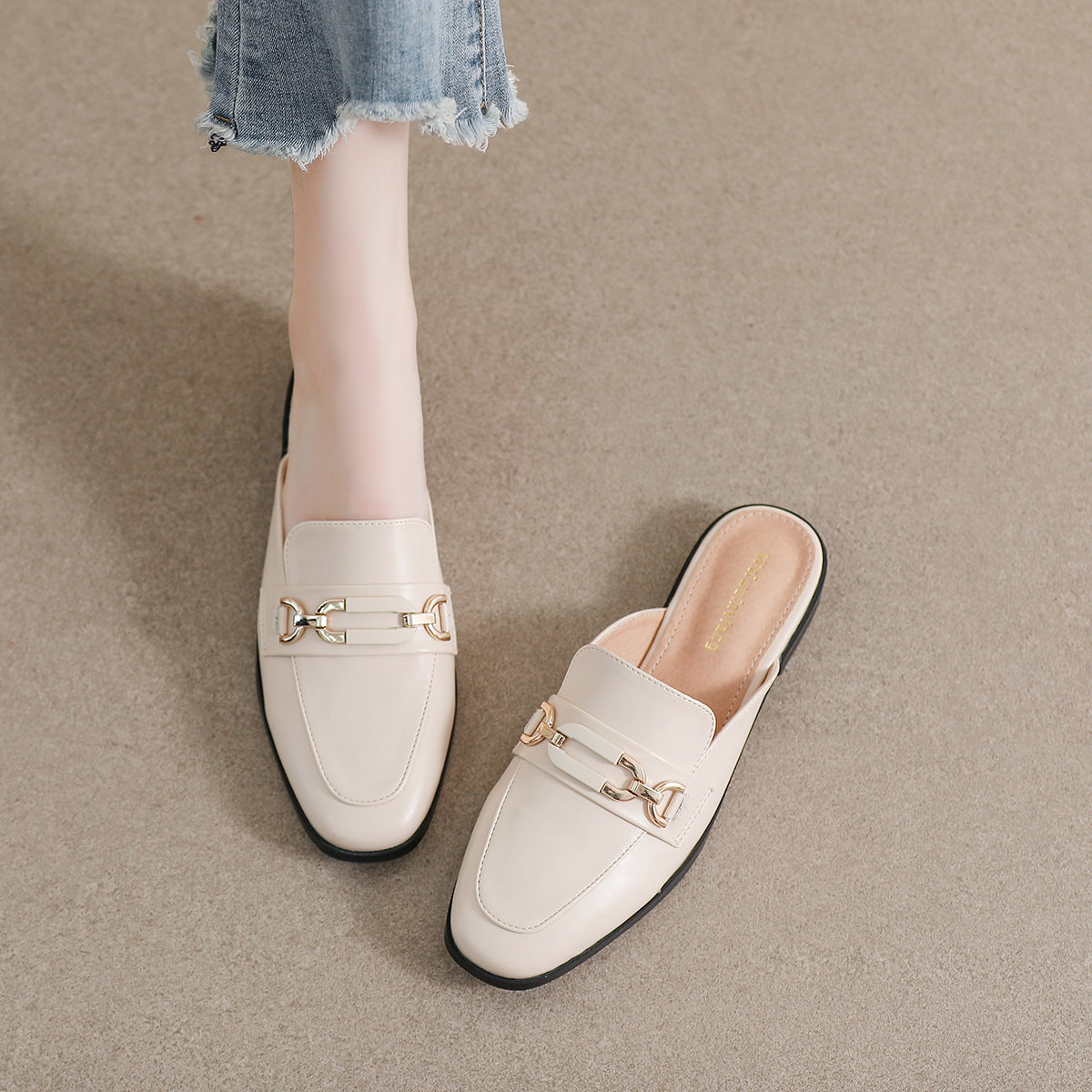 Damen elegante Mules mit modischem Kettendetail