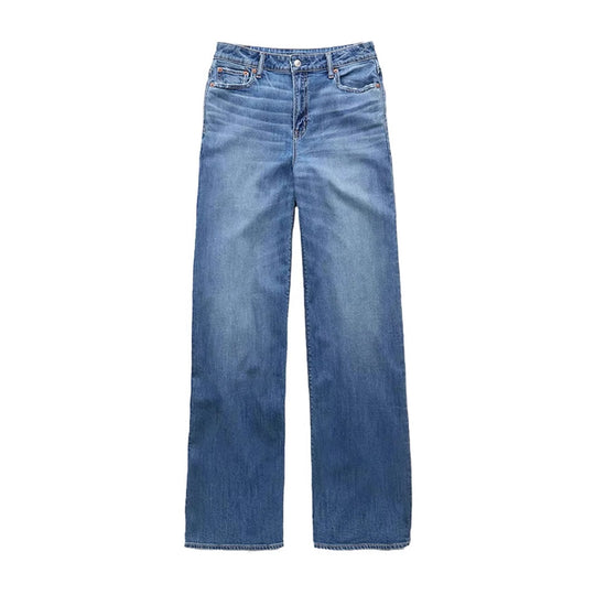 Damen Weit geschnittene Jeanshose mit hohem Bund und lässigem Schnitt R&B