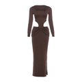 Damen Figurbetontes Maxikleid mit transparenten Cut-Outs und Raffungen R&B