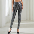Damen Hochglänzende Leggings mit modernem Wellenmuster und hohem Bund