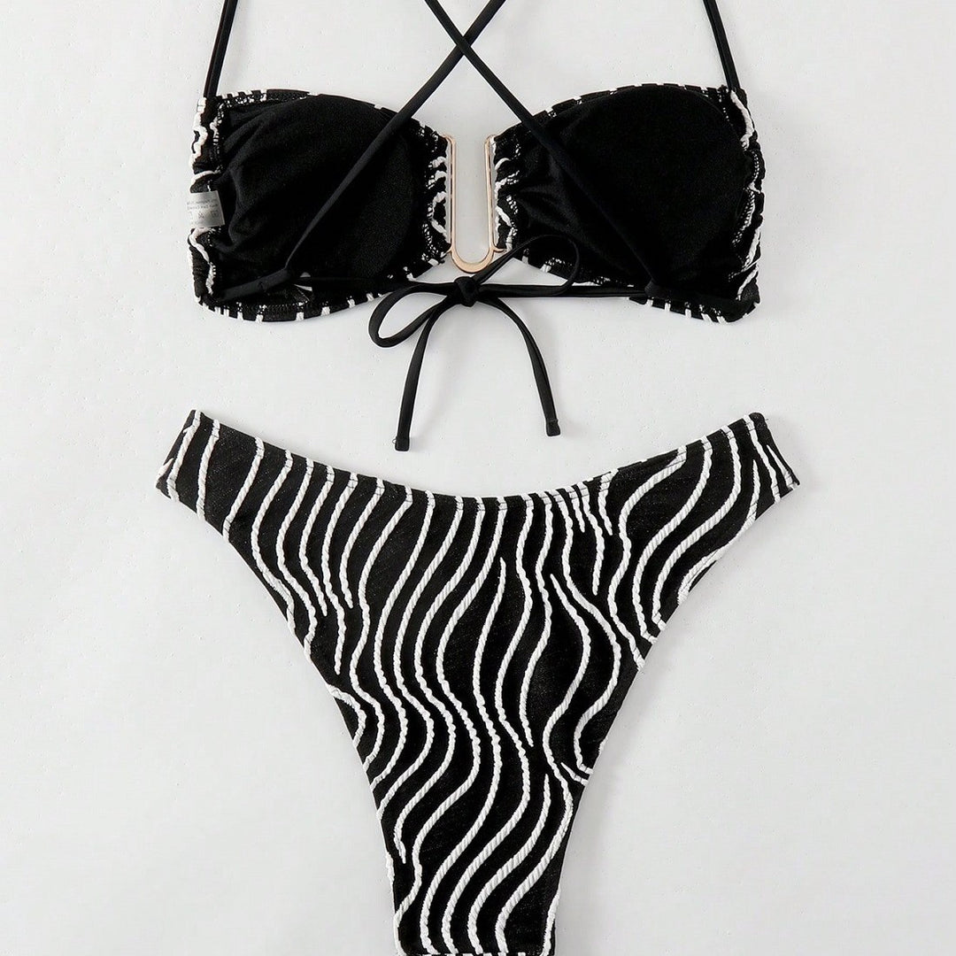 Damen Bikini mit elegantem Schnitt und modernem Muster R&B