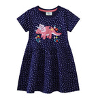 Mädchen T-Shirt Kleid mit buntem Dinosaurier- und Blumenmotiv R&B