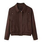 Damen elegante Wildlederjacke mit praktischen Taschen R&B