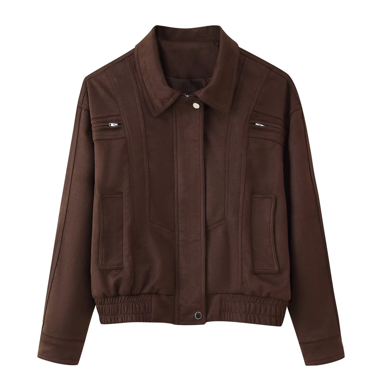 Damen elegante Wildlederjacke mit praktischen Taschen R&B