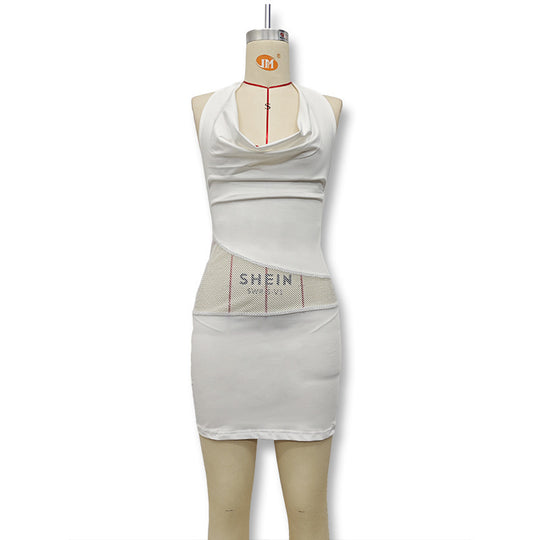 Damen Figurbetontes Minikleid mit elegantem Neckholder und raffinierter Drapierung R&B