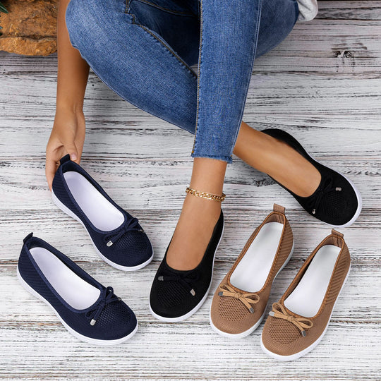 Damen Komfortable und atmungsaktive Ballerinas mit elastischem Bund R&B