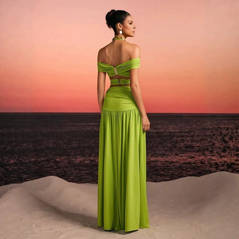 Damen Maxi-Kleid mit raffiniertem Cut-Out und dekorativem Drapierung R&B