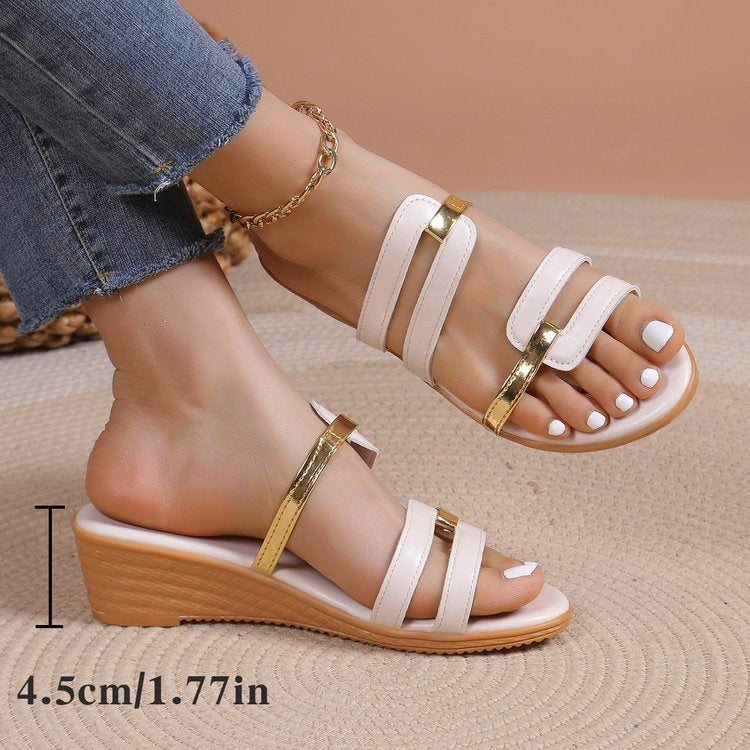 Damen Exklusive Riemensandalen mit modischem Gold-Detail R&B