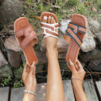 Damen Modische Riemensandalen mit bequemer Sohle und eleganten Überkreuz-Riemen