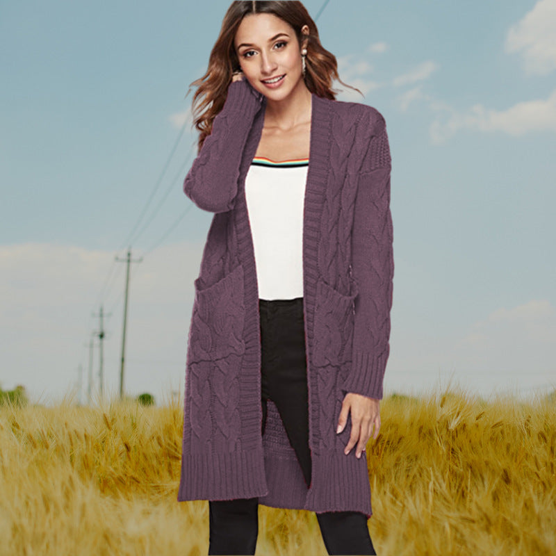 Damen Strickmantel mit voluminösen Ärmeln und praktischen Taschen R&B