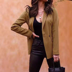 Damen modischer Blazer mit tailliertem Schnitt und schmalen Revers R&B
