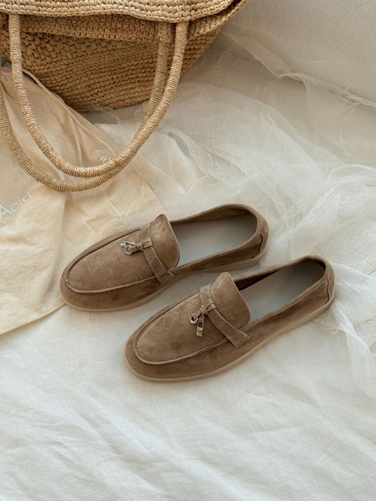 Damen Mokassins aus hochwertigem Wildleder mit elegantem Schnürdetail R&B